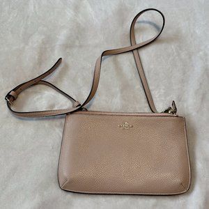 Coach Pink Beige Nude Leather Crossbody Bag Purse